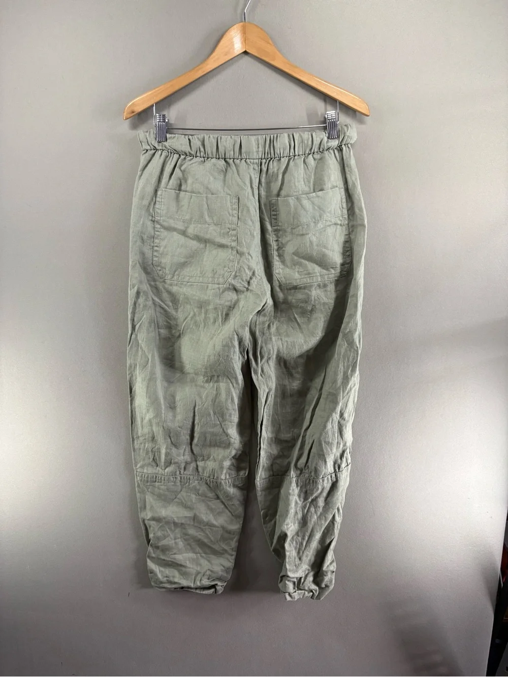 Everlane Women Drawstring Pant Linen Size Small Green Olive Summer Vacation